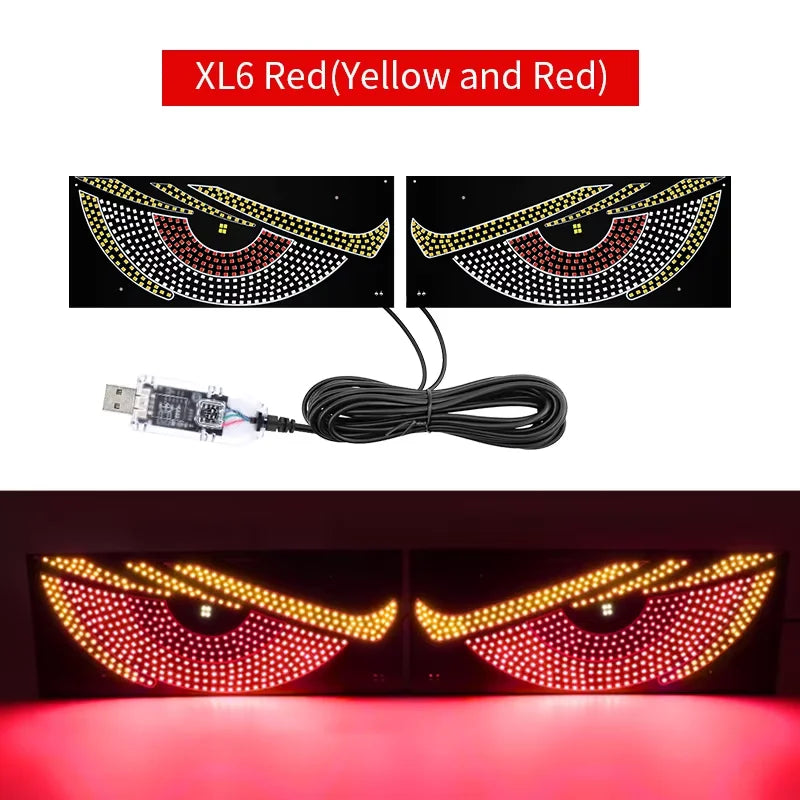 Luz LED dinámica USB de grandes ojos de diablo para coches, programable, flexible, para ventanas, pantalla LED, animada, para coches y camiones.