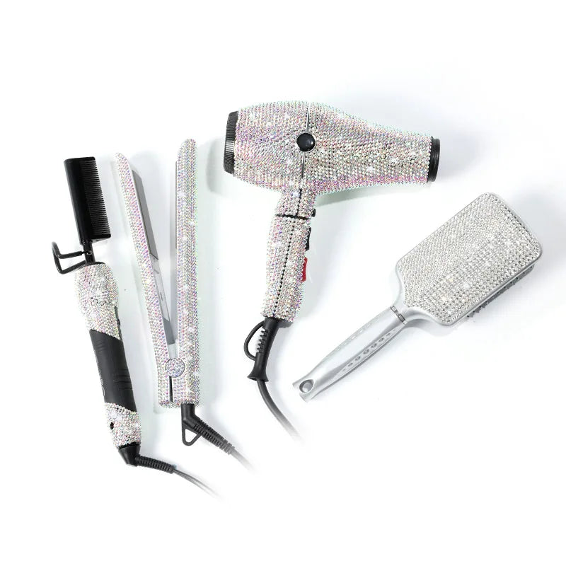 Set de herramientas profesionales para estilismo capilar: secador de pelo Diamond, peine de cerámica para planchar, ¡oferta imperdible! Accesorios para el cuidado del cabello para un look perfecto.