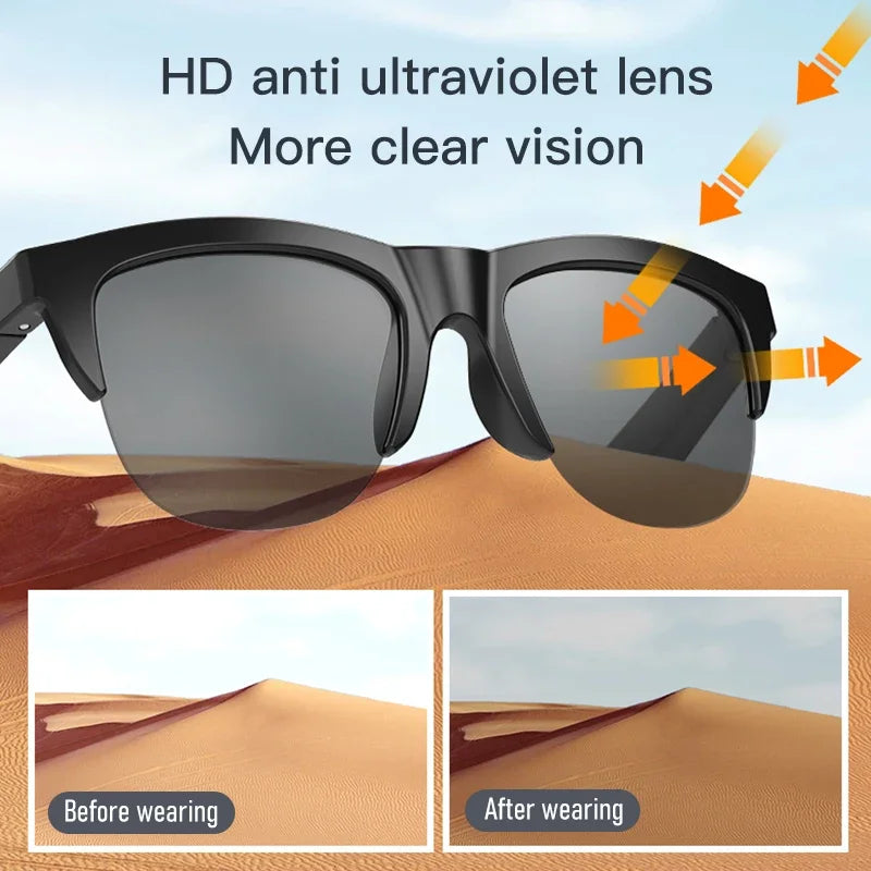 Nuevas gafas de sol inteligentes Bluetooth V5.3, ideales para deportes al aire libre, con auriculares HIFI, color negro, tecnología anti-contacto y protección UV para hombres y mujeres.