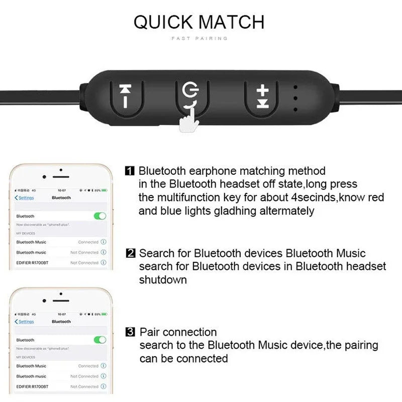 Auriculares deportivos XT11, inalámbricos, con banda para el cuello, magnéticos, resistentes al agua, estéreo, Bluetooth con micrófono.