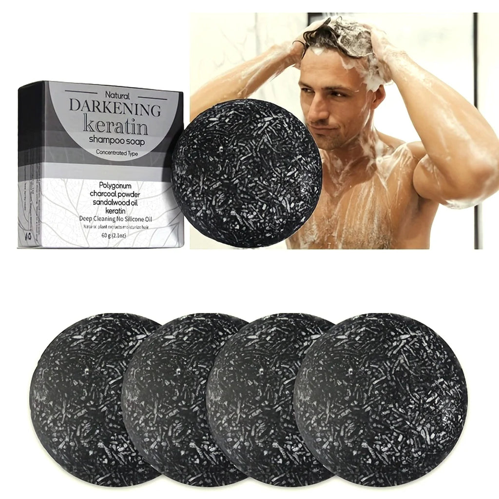 Champú sólido de jabón negro XF de 60 g, orgánico y vegano, para todo tipo de cabello, elaborado con aceite natural.