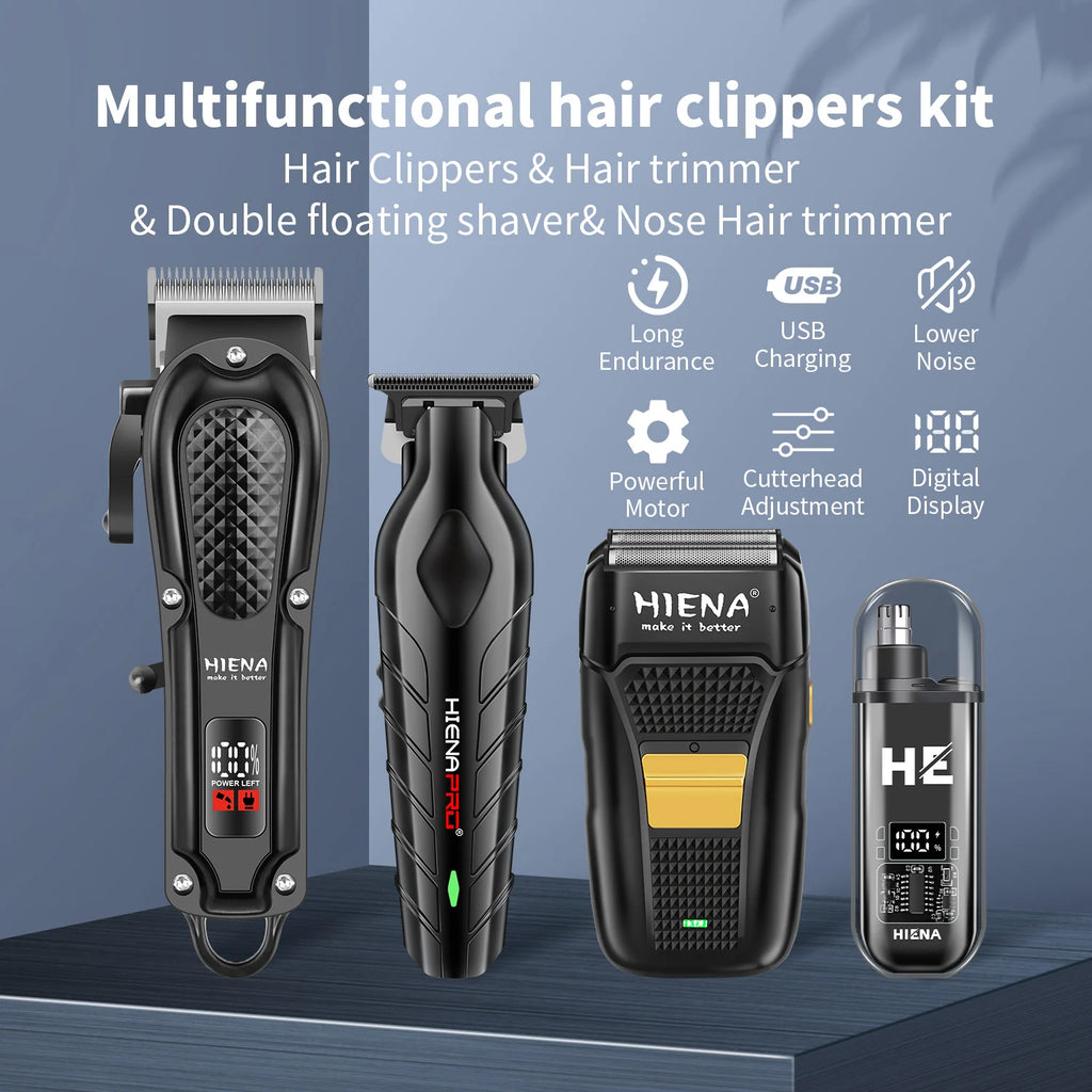 Hiena Finish Machine Electric Cortapelos Profesional Eléctrico Cortapelos para Barba Recargable Kit de Afeitadora y Recortadora de Cabello para Hombres