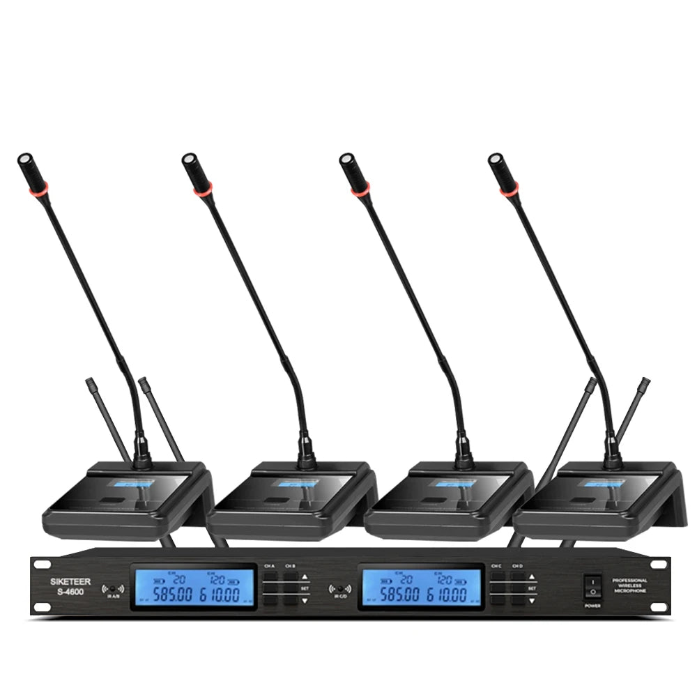 Micrófono inalámbrico UHF profesional, de mano, tipo solapa, con carcasa metálica, ideal para bodas y escenarios.