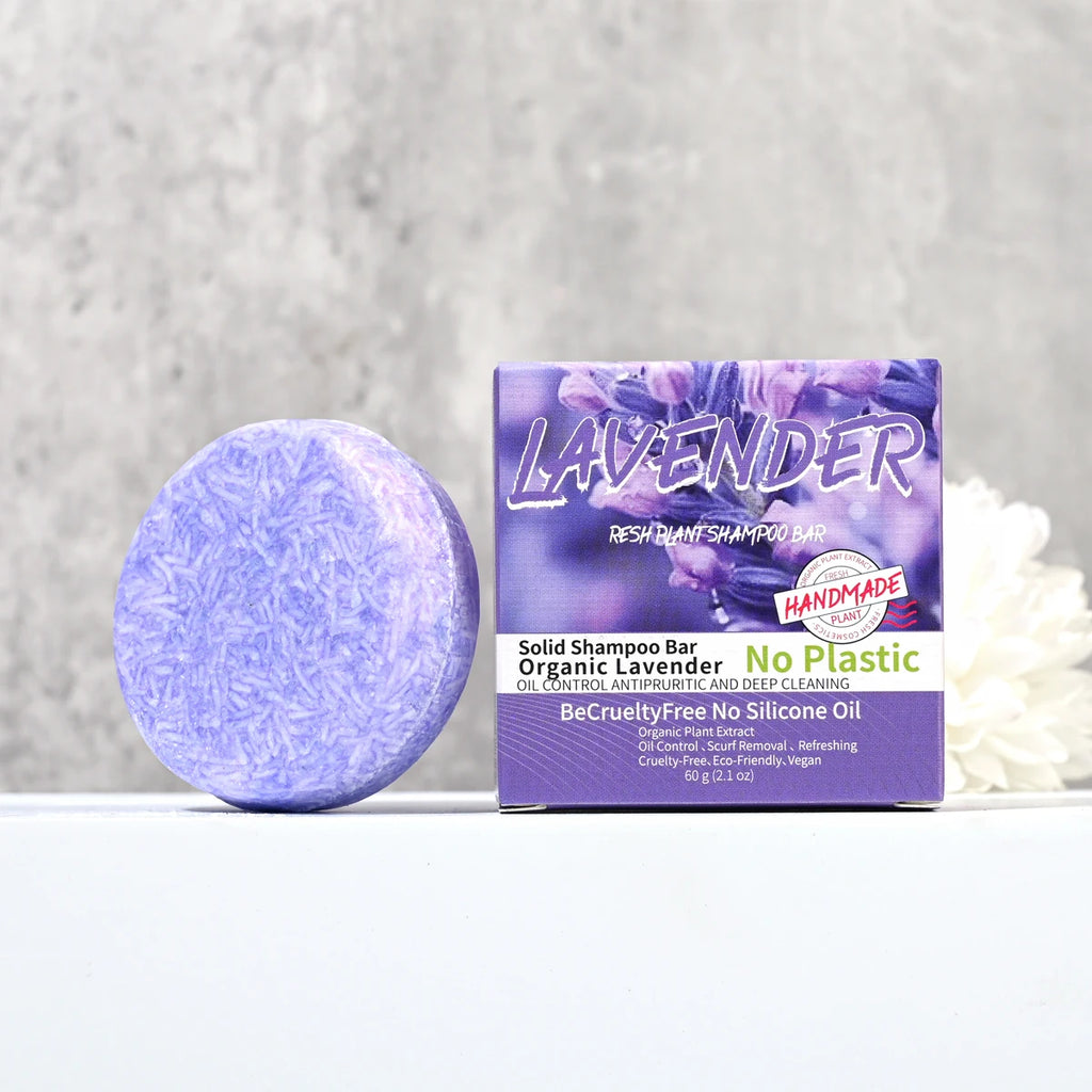 J+60g Champú sólido de lavanda, de gran venta, natural, orgánico, anticaída, para el cuidado del cabello, jabón sólido de glicerina