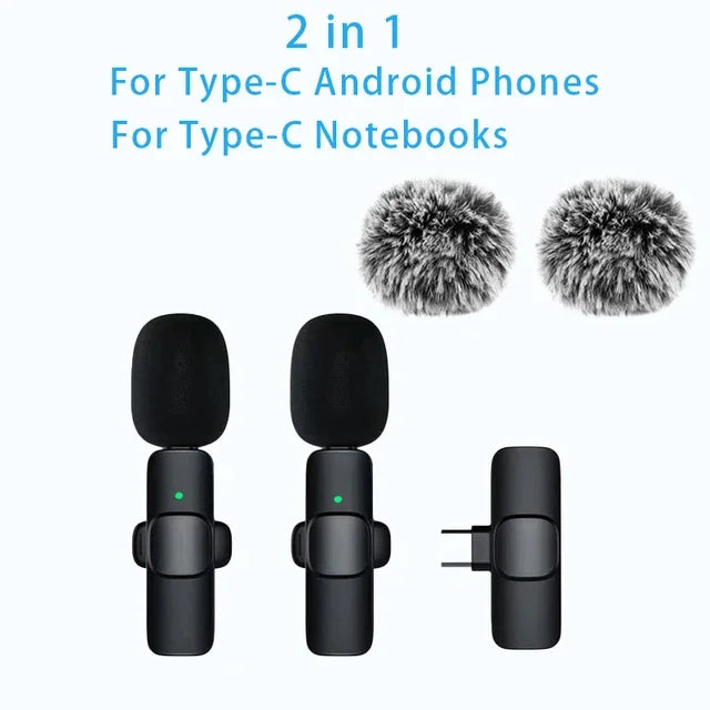 Micrófono de solapa inalámbrico Mini USB-C con reducción de ruido para iPhone y Android, ideal para transmisiones en vivo y entrevistas. Micrófono portátil de mano.