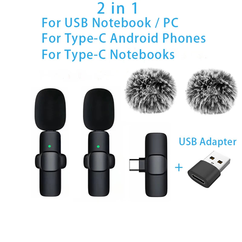 Micrófono de solapa inalámbrico Mini USB-C con reducción de ruido para iPhone y Android, ideal para transmisiones en vivo y entrevistas. Micrófono portátil de mano.