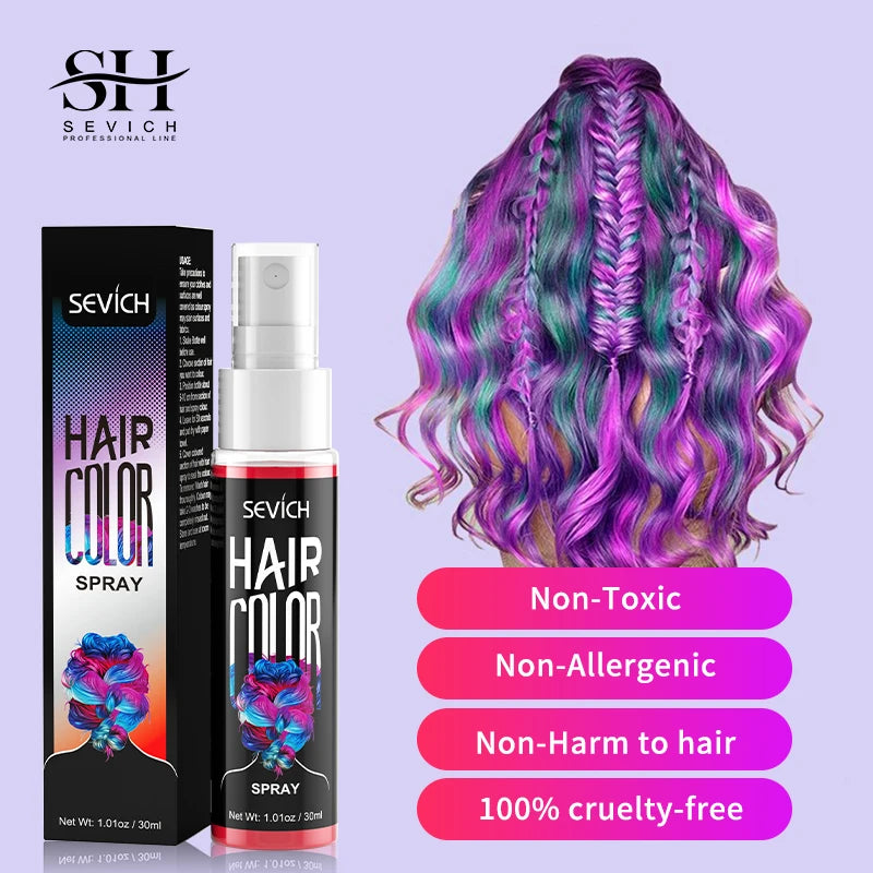 Sevich 8 colores, nuevo estilo, spray colorante para el cabello, coloración instantánea de un solo uso, producto de peluquería para el cuidado y estilismo del cabello para hombres y mujeres.
