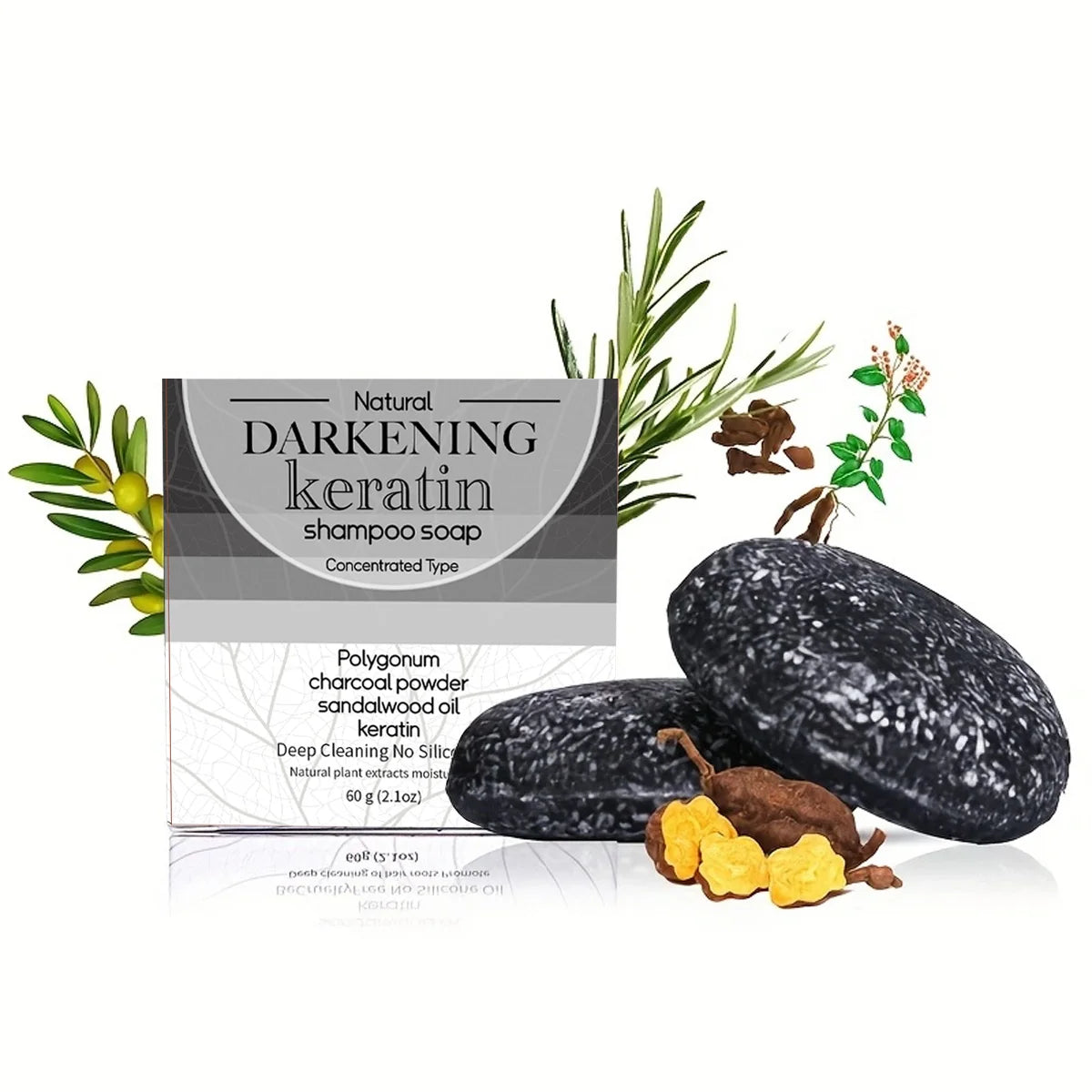 Champú sólido de jabón negro XF de 60 g, orgánico y vegano, para todo tipo de cabello, elaborado con aceite natural.
