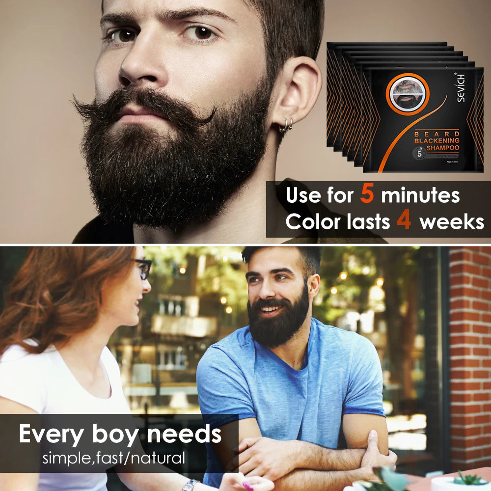 Tinte instantáneo para el cabello, champú para barba negra, pintura para barba, tinte para barba para hombres, tinte natural temporal para bigote negro, champú para dropshipping