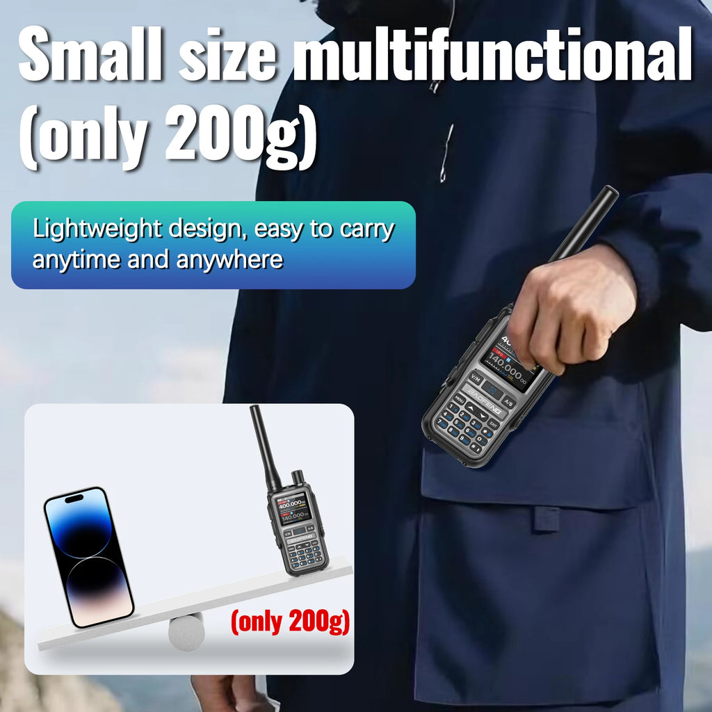 Paquete de 4 walkie-talkies BAOFENG UV-5R MINI Bluetooth programables, radioaficionados, portátiles, de largo alcance, tipo C, doble PTT, multibanda.