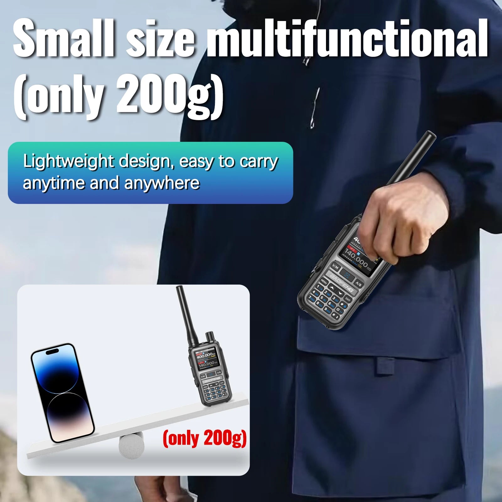 Paquete de 4 walkie-talkies BAOFENG UV-5R MINI Bluetooth programables, radioaficionados, portátiles, de largo alcance, tipo C, doble PTT, multibanda.