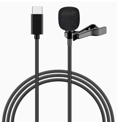 Clearance_MC01 Micrófono mini portátil con cable de 1,5 m, tipo C, para teléfono, PC, portátil, con clip metálico, solapa, micrófono USB, condensador de 3,5 mm.