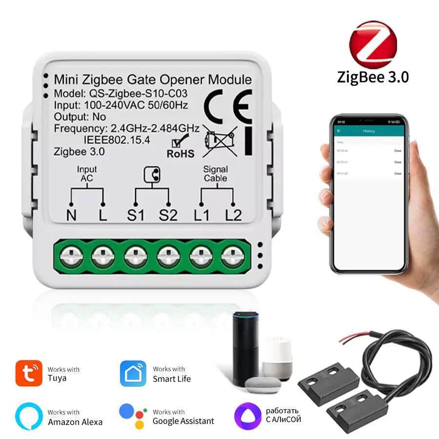 Mini interruptor WiFi/Zigbee3.0 DIY para hogar inteligente, módulo de interruptor inteligente de control de 2 vías, compatible con Tuya, Alexa, Google Home y Alice.