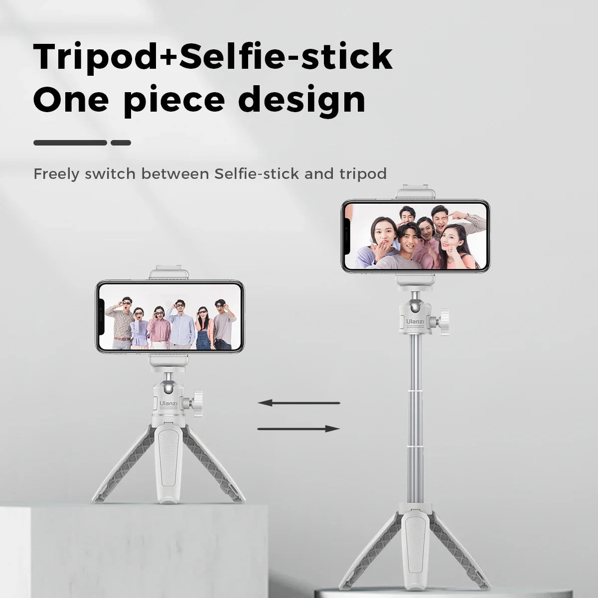 Trípode mini Ulanzi MT-08, color blanco, plegable, monopié, con montura de 1/4'', universal para DSLR, Android, iPhone y smartphones.
