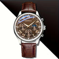 Reloj de pulsera analógico de cuarzo para hombre, de lujo, con correa de cuero y esfera redonda.