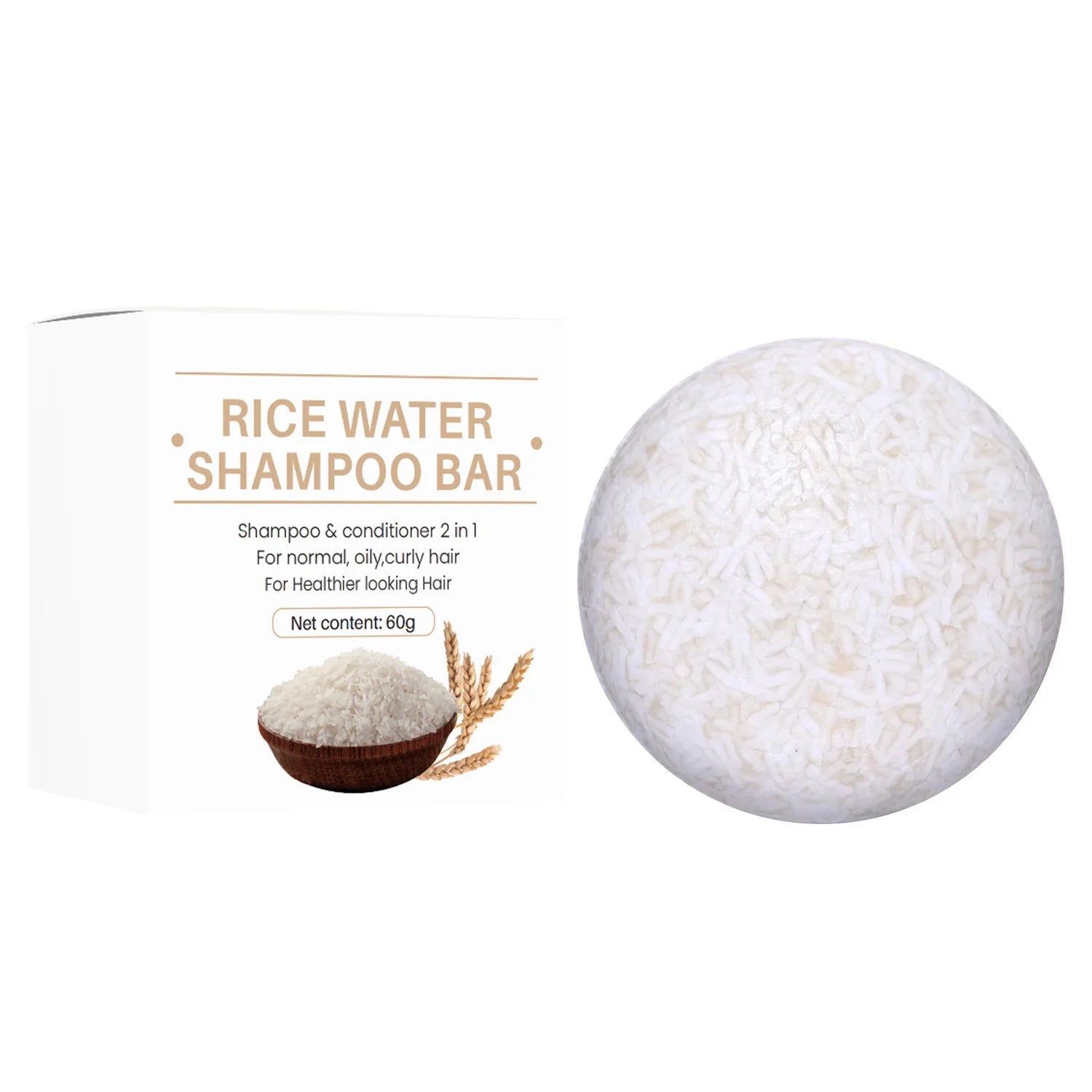 Jabón sólido de champú de arroz orgánico sin aceite, jabón acondicionador, agua de arroz, proteína, nutritivo, anticaída, para el crecimiento del cabello.