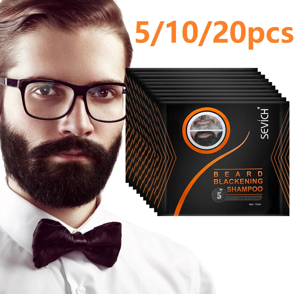 Tinte instantáneo para el cabello, champú para barba negra, pintura para barba, tinte para barba para hombres, tinte natural temporal para bigote negro, champú para dropshipping
