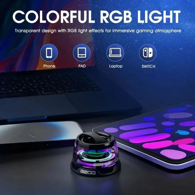 Mini altavoz estéreo de viaje para exteriores, altavoz Bluetooth magnético inalámbrico portátil con luz RGB y soporte para teléfono (compatible con iOS).