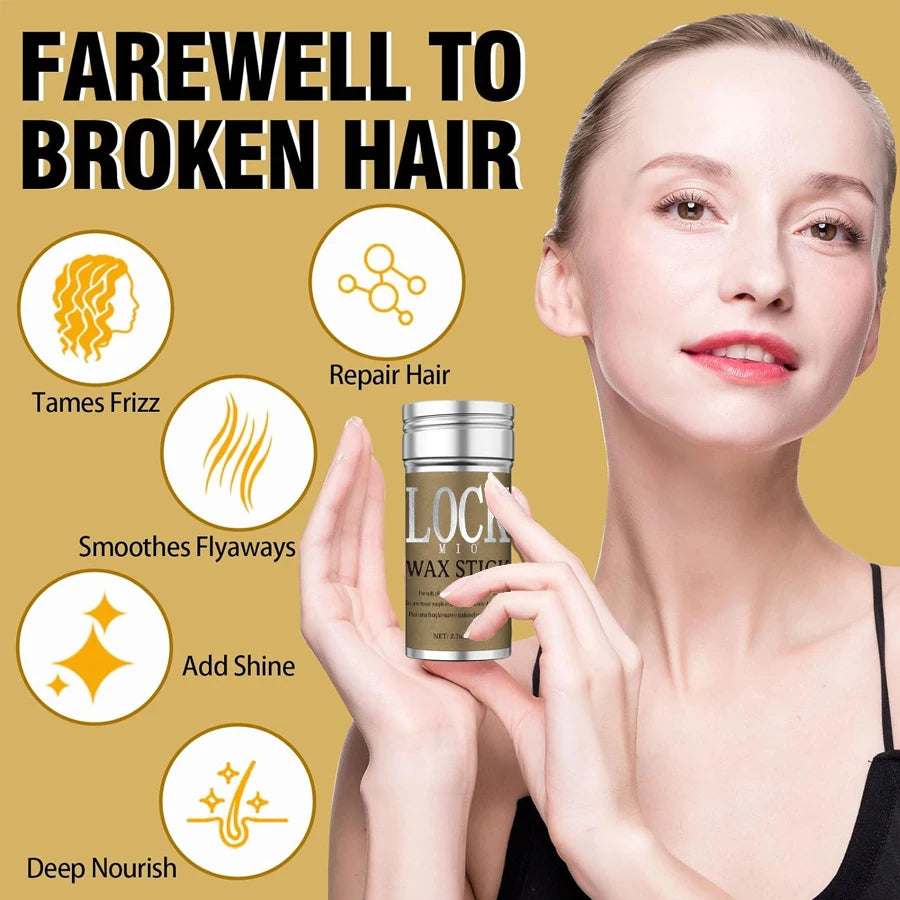 Barra de cera LOCKMIO con aceite de coco natural: hidrata, suaviza, alisa y peina el cabello rebelde. Controla los bordes del cabello. Fijación fuerte y duradera.