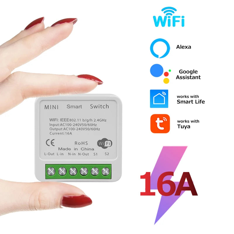 Mini interruptor WiFi/Zigbee3.0 DIY para hogar inteligente, módulo de interruptor inteligente de control de 2 vías, compatible con Tuya, Alexa, Google Home y Alice.