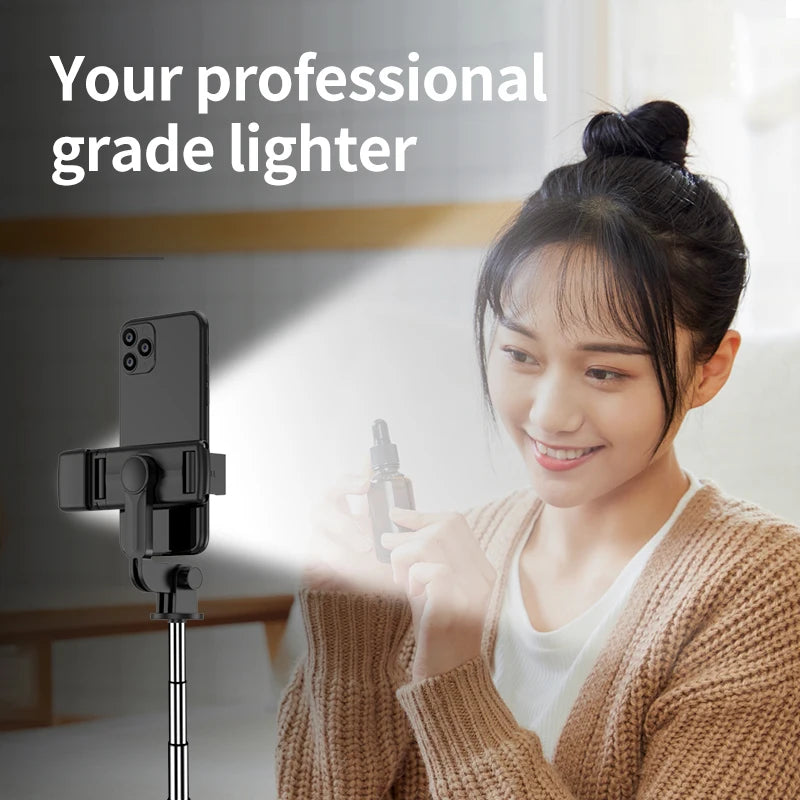 Nuevo trípode FGCLSY para cámara de smartphone, soporte con disparador Bluetooth y luz, soportes inalámbricos para palo selfie con soporte para teléfono