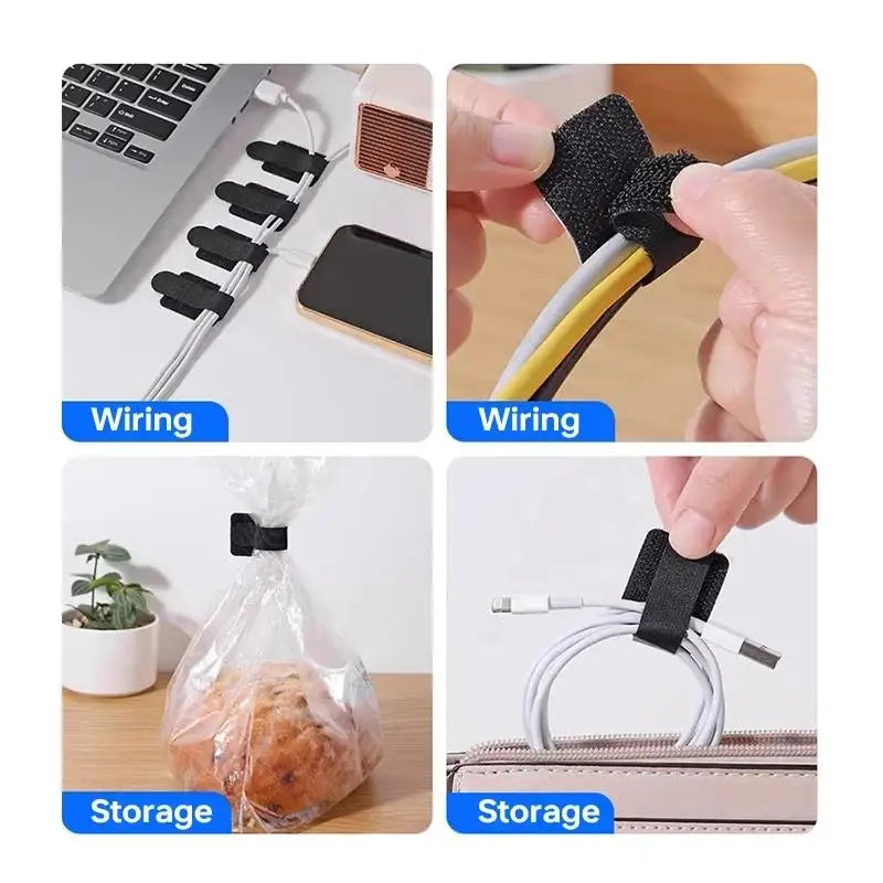 Bridas reutilizables para cables, organizador de cables, soporte para cuerdas, autoadhesivas, ajustables, para organización de escritorio.