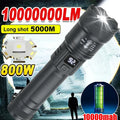 Linterna LED de alta potencia de 2000 lúmenes, linterna táctica con luz de visualización, carga USB, ideal para camping, pesca y emergencias.