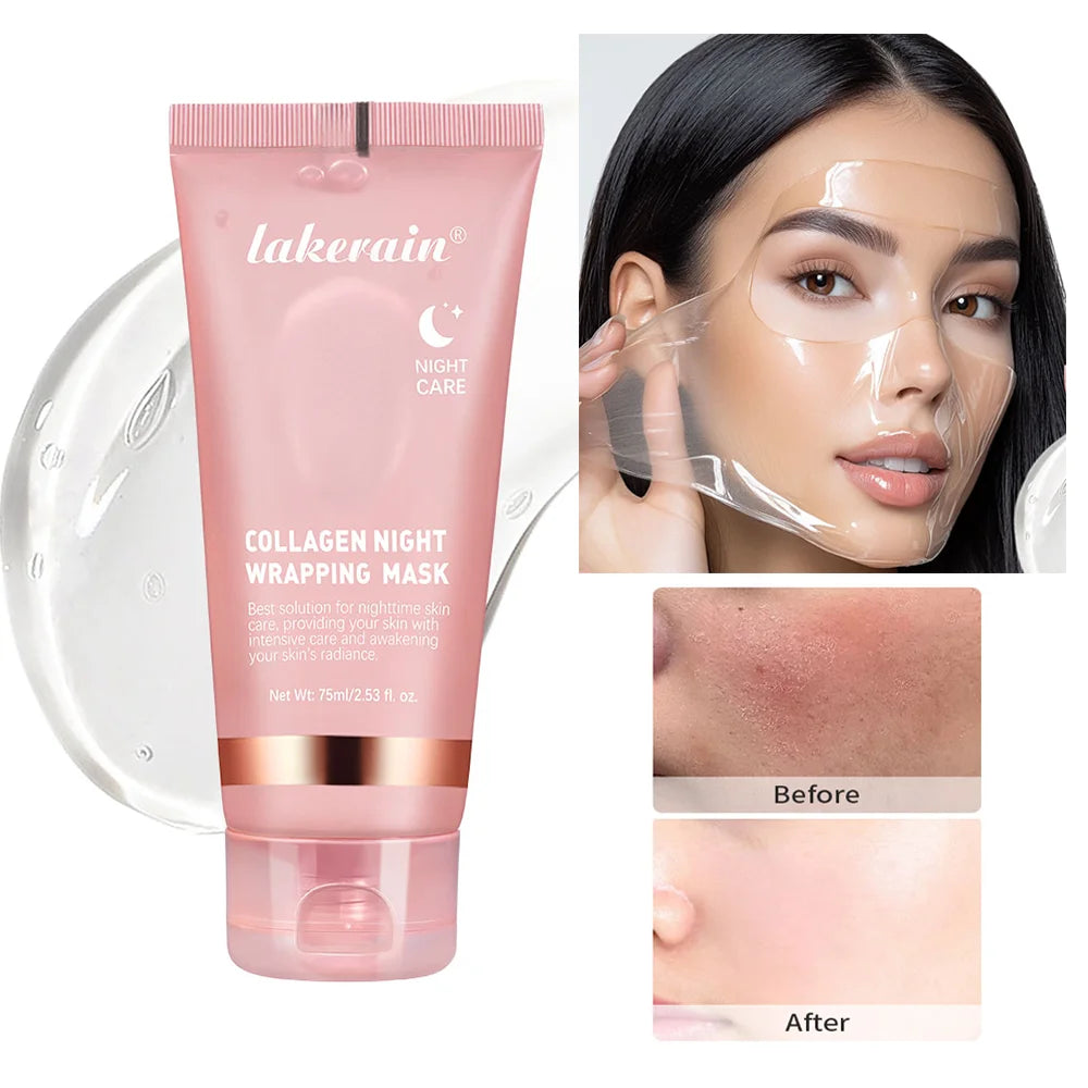 Mascarilla coreana de colágeno profundo, mascarilla facial peel-off antiarrugas lifting, mascarillas para el cuidado de la piel, Bio Pack, envoltura nocturna para mujer, piel de noche.
