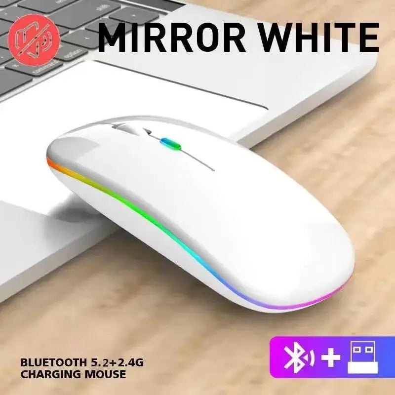 Ratón inalámbrico RGB recargable Bluetooth para ordenador, ratón ergonómico para juegos con retroiluminación LED para portátil y PC, 3600 DPI.