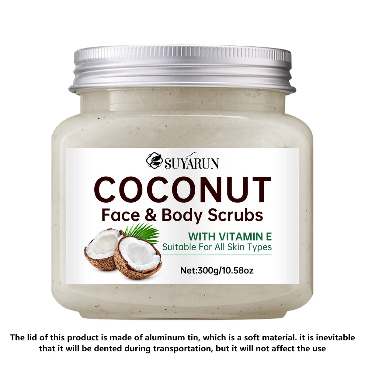 SUYARUN Exfoliante Corporal Orgánico de Azúcar de Coco - Exfoliante e Hidratante - Cuidado Natural de Spa para una Piel Suave - 300 g.