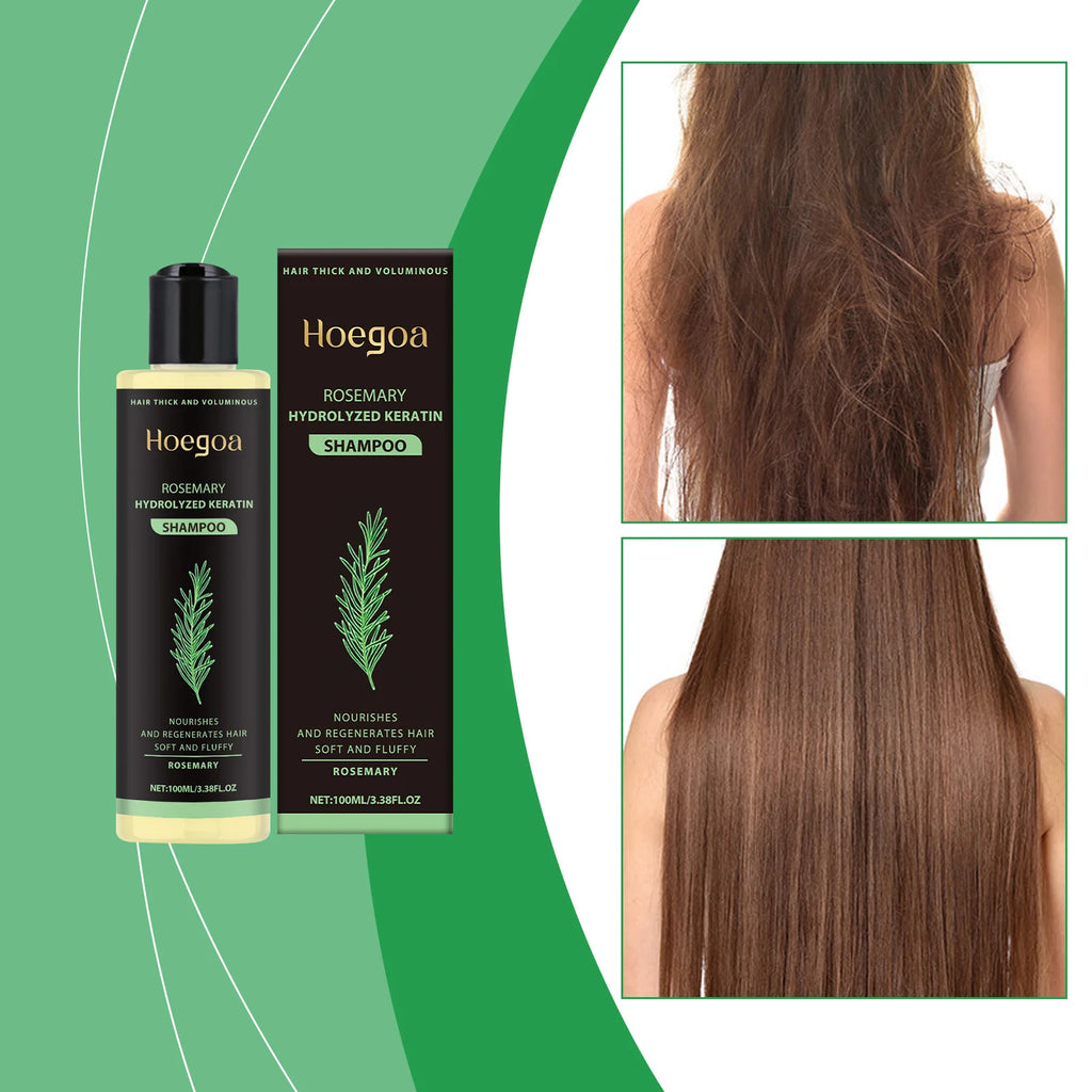 Champú de romero para el crecimiento del cabello, espesante, con queratina hidrolizada, reparador para cabello seco, encrespado y dañado, hidratante y limpiador del cuero cabelludo (3 unidades).