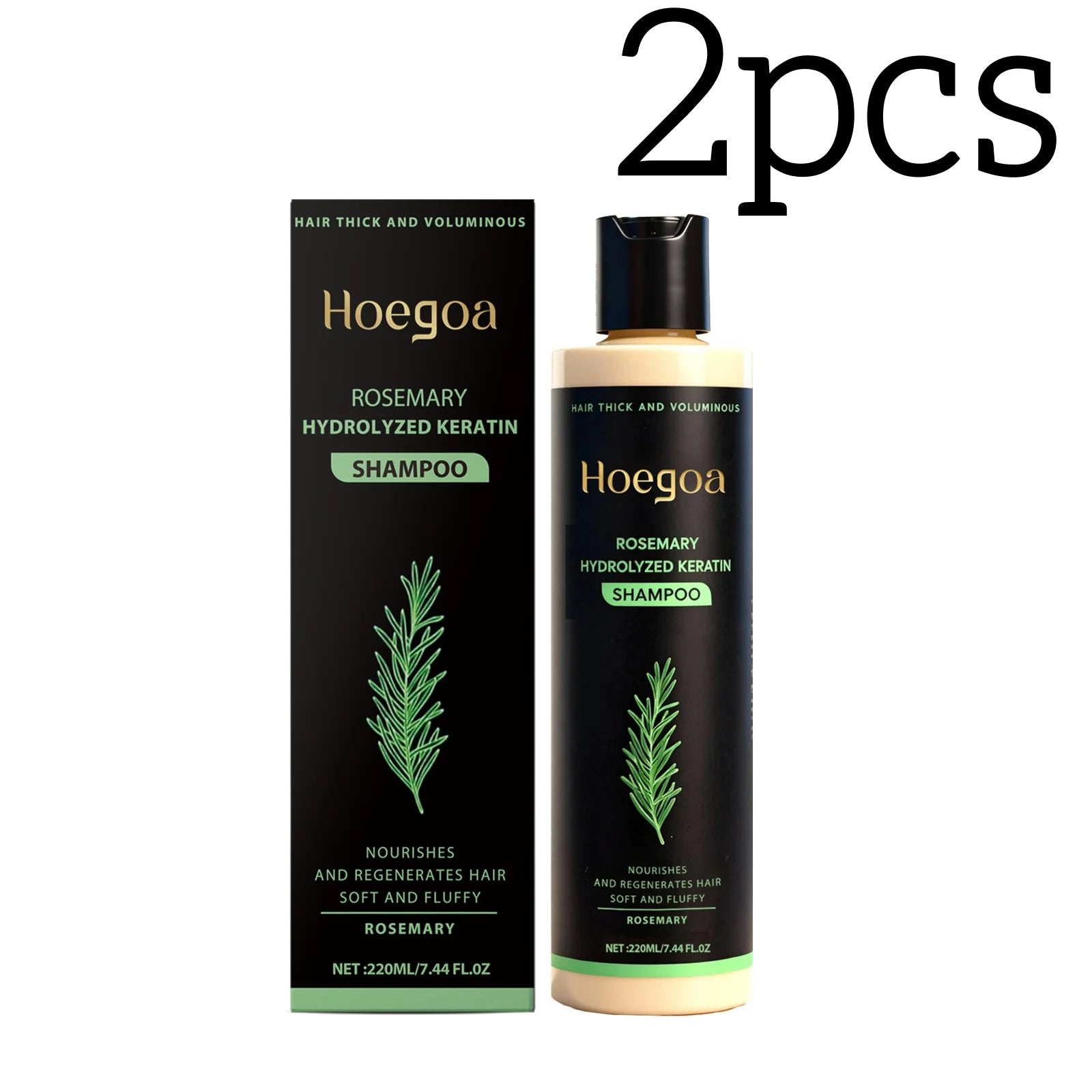 Champú de romero Hoegoa para el crecimiento del cabello, limpieza del cuero cabelludo, reparación del cabello dañado, hidratación y fortalecimiento del cabello.