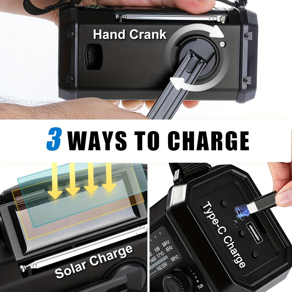 Radio portátil de emergencia con energía solar (10000 mAh)