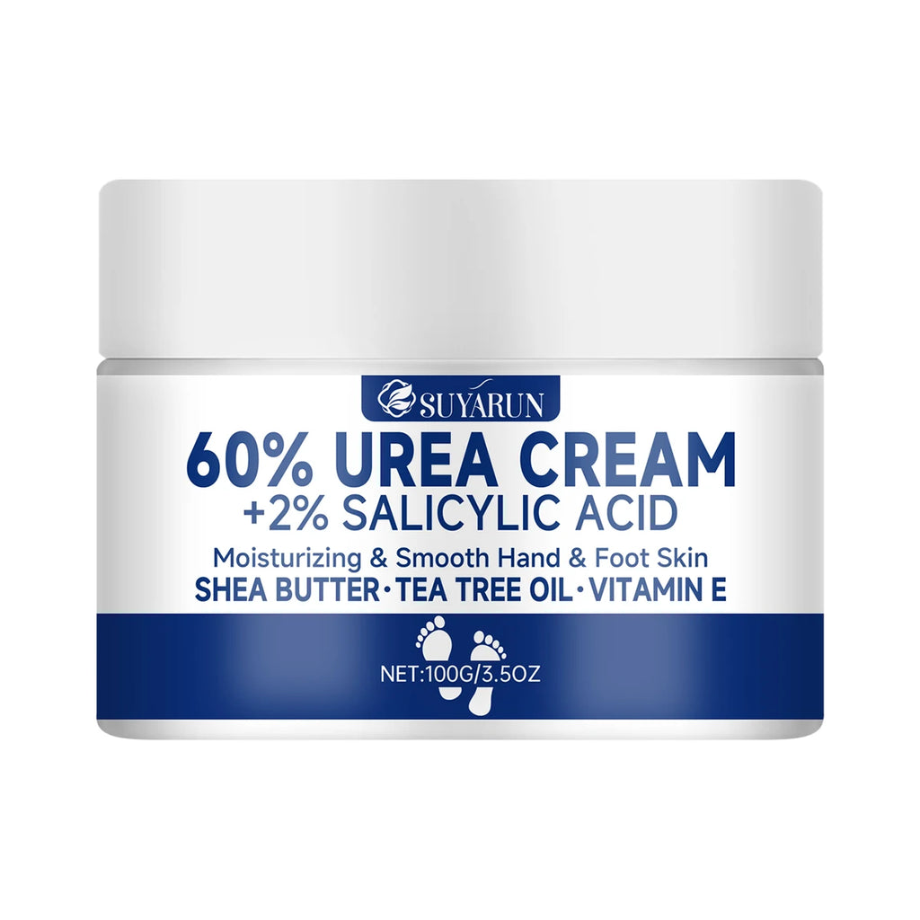 Crema para pies SUYARUN con 60 % de urea para talones agrietados y piel seca: tratamiento hidratante intensivo, removedor de callos, cuidado del pie diabético.