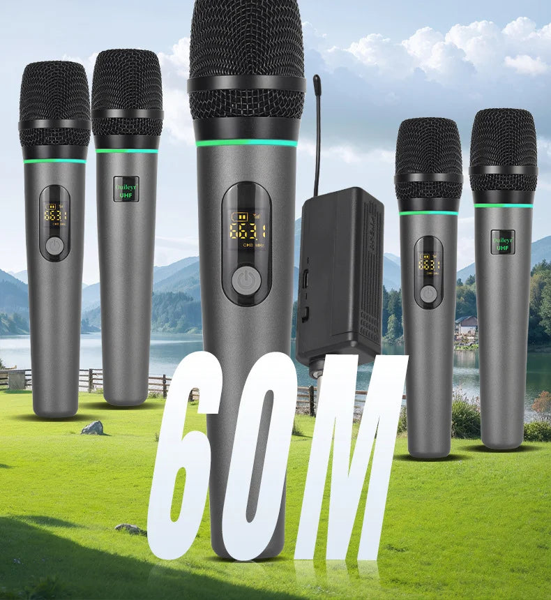 Micrófono FULUODE para karaoke, micrófono inalámbrico profesional, micrófono inalámbrico UHF de mano recargable dinámico