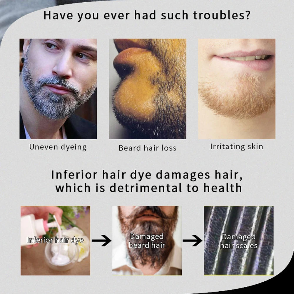 Tinte instantáneo para el cabello, champú para barba negra, pintura para barba, tinte para barba para hombres, tinte natural temporal para bigote negro, champú para dropshipping