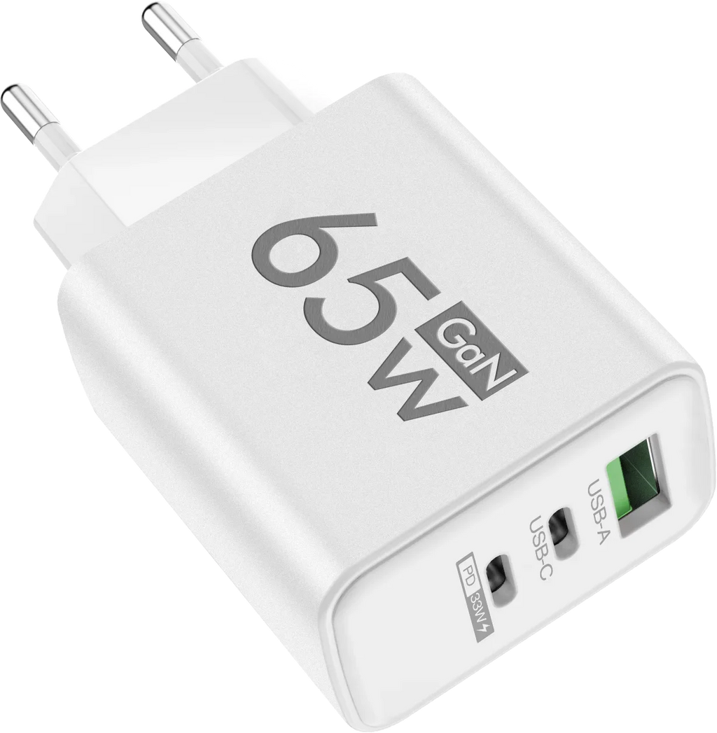 Cargador rápido GaN PD 3 en 1 para iPhone 15, Samsung, Huawei y Xiaomi: adaptador de carga rápida con puertos USB tipo C y USB.
