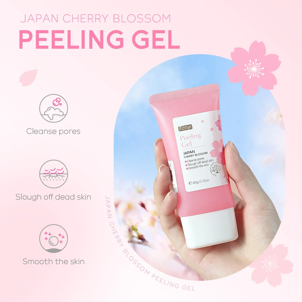 Gel exfoliante facial de limpieza profunda Sakura para el cuidado de la piel, blanqueador, hidratante y reparador, 60 g