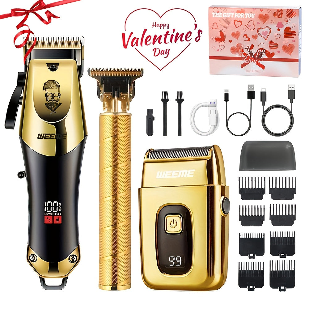 Set de recortadora y maquinilla de afeitar Golden Hair Clipper para hombre