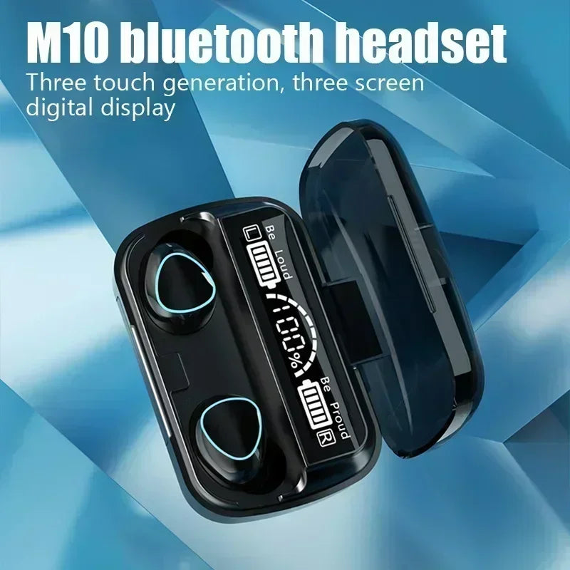 Auriculares Bluetooth M10 manos libres con pantalla LED, auriculares inalámbricos HiFi estéreo para música, resistentes al agua y para juegos.