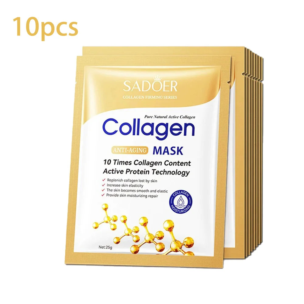 5/10/20/30 unidades Mascarilla facial de colágeno SADOER Reafirmante Hidratante Reparadora Iluminadora Cuidado de la piel Mascarilla facial de tela Mascarillas faciales Cuidado de la piel