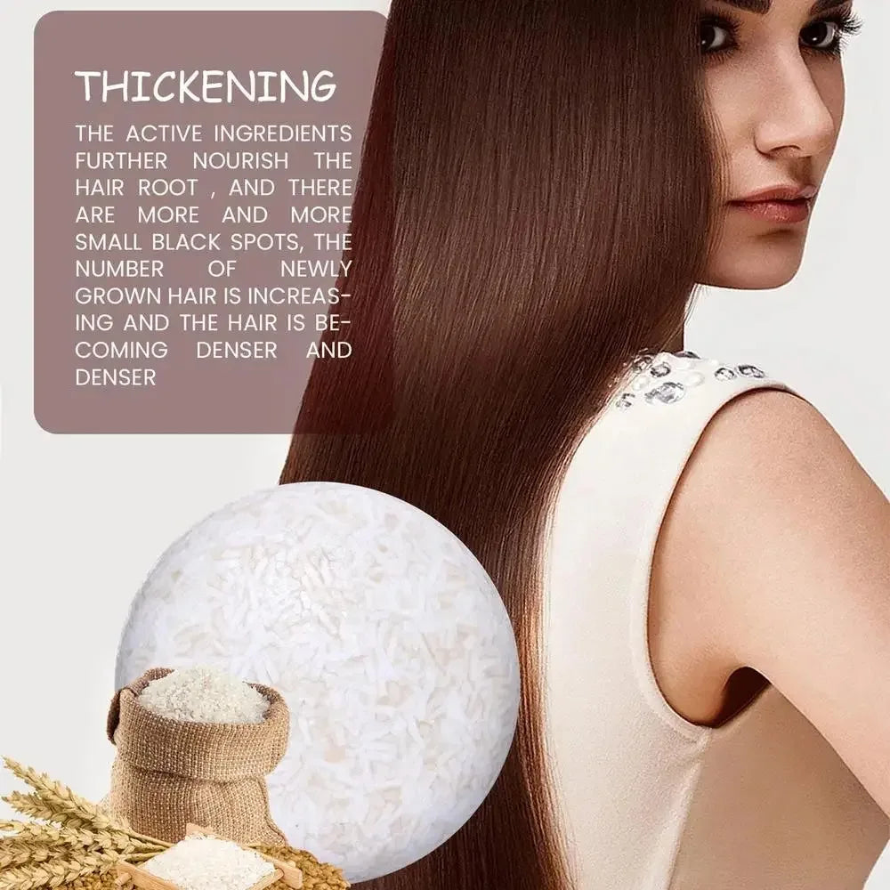 Jabón sólido de champú de arroz orgánico sin aceite, jabón acondicionador, agua de arroz, proteína, nutritivo, anticaída, para el crecimiento del cabello.