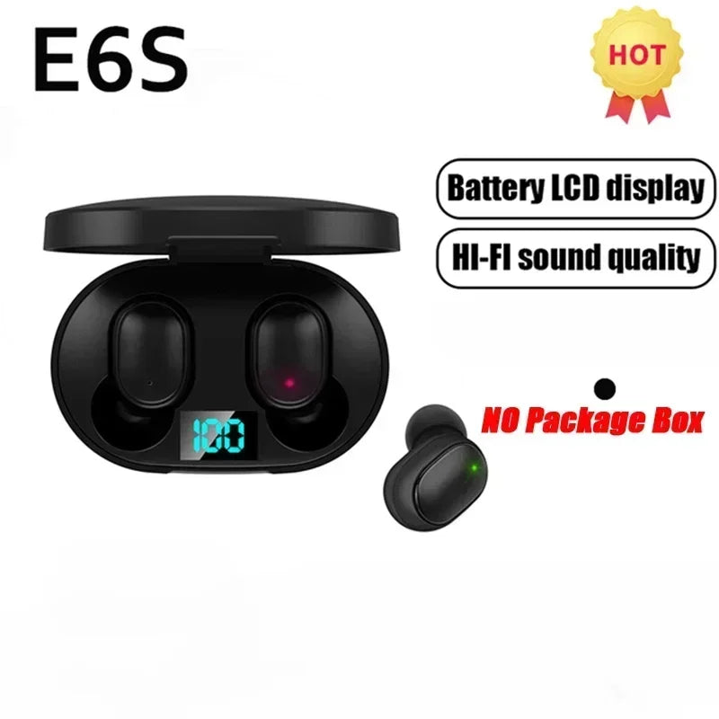 Auriculares inalámbricos Bluetooth E6S TWS con cancelación de ruido y micrófono.
