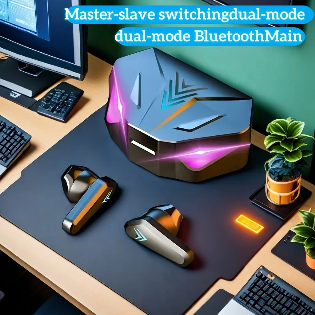 Auriculares para juegos con pantalla LED, auriculares inalámbricos Bluetooth X15 TWS con control táctil y micrófono para PC y teléfonos móviles.