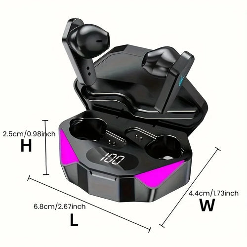 Auriculares para juegos con pantalla LED, auriculares inalámbricos Bluetooth X15 TWS con control táctil y micrófono para PC y teléfonos móviles.