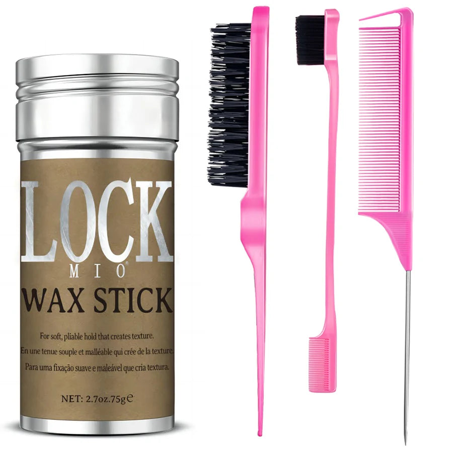 Barra de cera LOCKMIO con aceite de coco natural: hidrata, suaviza, alisa y peina el cabello rebelde. Controla los bordes del cabello. Fijación fuerte y duradera.