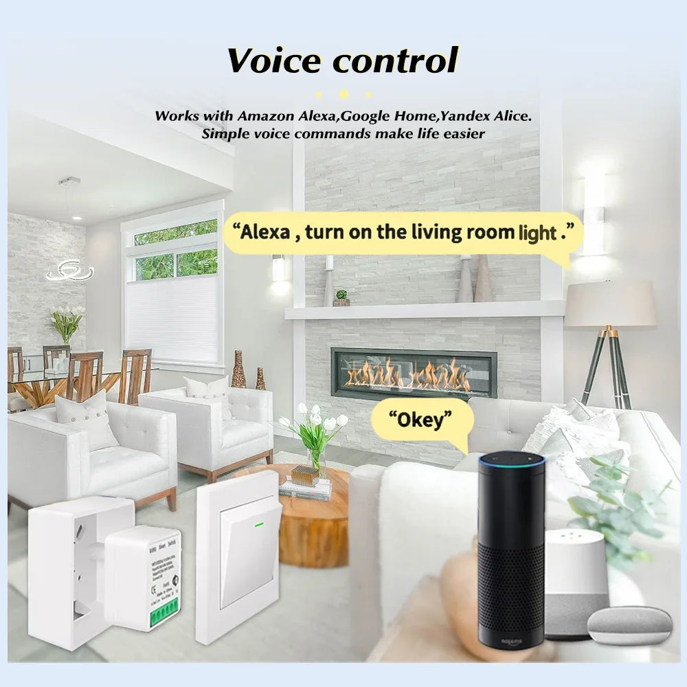 Mini interruptor WiFi/Zigbee3.0 DIY para hogar inteligente, módulo de interruptor inteligente de control de 2 vías, compatible con Tuya, Alexa, Google Home y Alice.