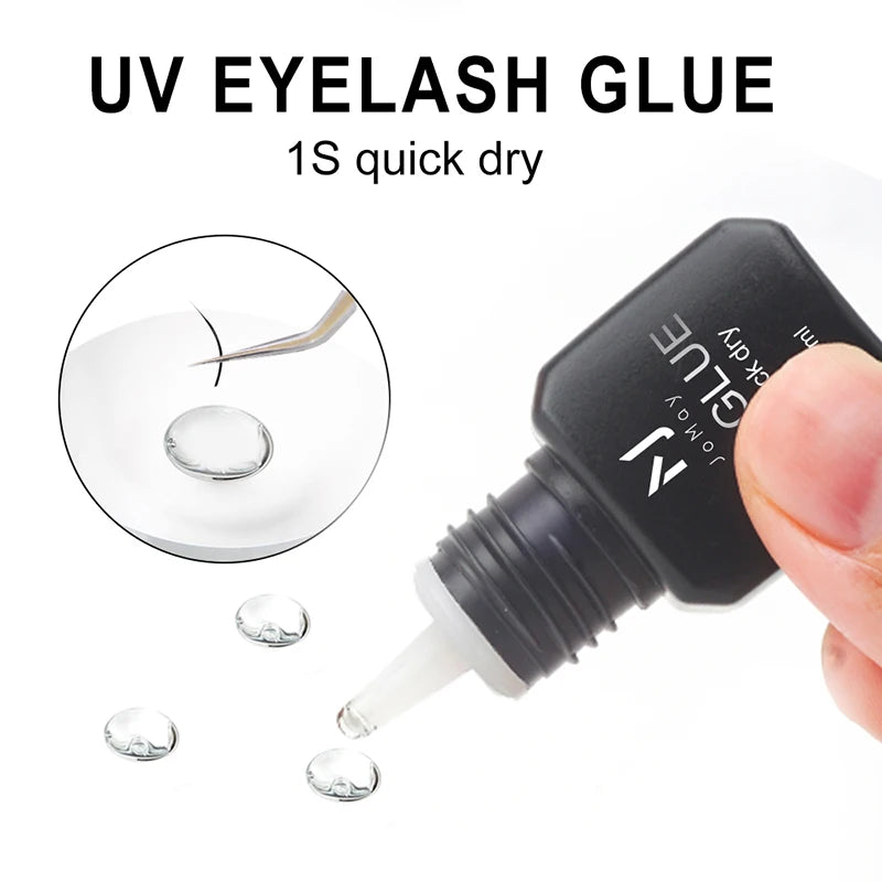 Pegamento profesional para extensiones de pestañas UV JOMAY, secado rápido en 0,1 s, fijación fuerte, bajo olor, adhesivo no irritante para técnicos de pestañas de salón.