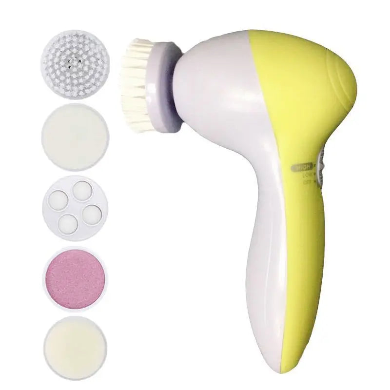 Limpiador facial eléctrico 5 en 1: cepillo limpiador facial, máquina de lavado, masajeador para el cuidado de la piel, limpiador de puntos negros, herramientas de limpieza facial.