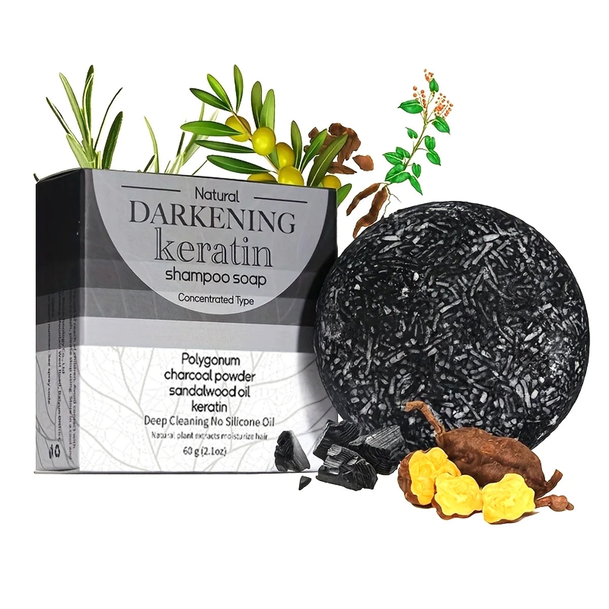 Champú sólido de jabón negro XF de 60 g, orgánico y vegano, para todo tipo de cabello, elaborado con aceite natural.